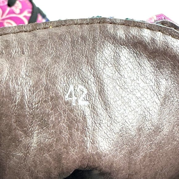 Boho Ankle Boots 42 Colorful Retro Hippie Lace Zip Up Bootie Womens Unique NEW - Picture 11 of 14